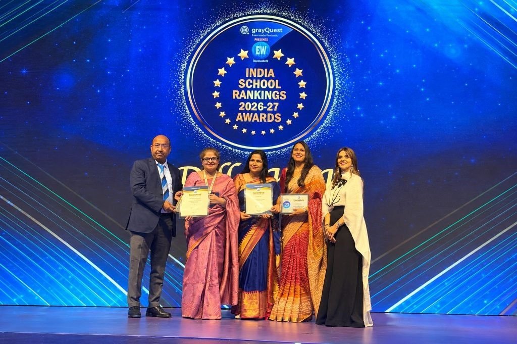 VJPS leadership team receiving EducationWorld India School Rankings 2026-27 Awards